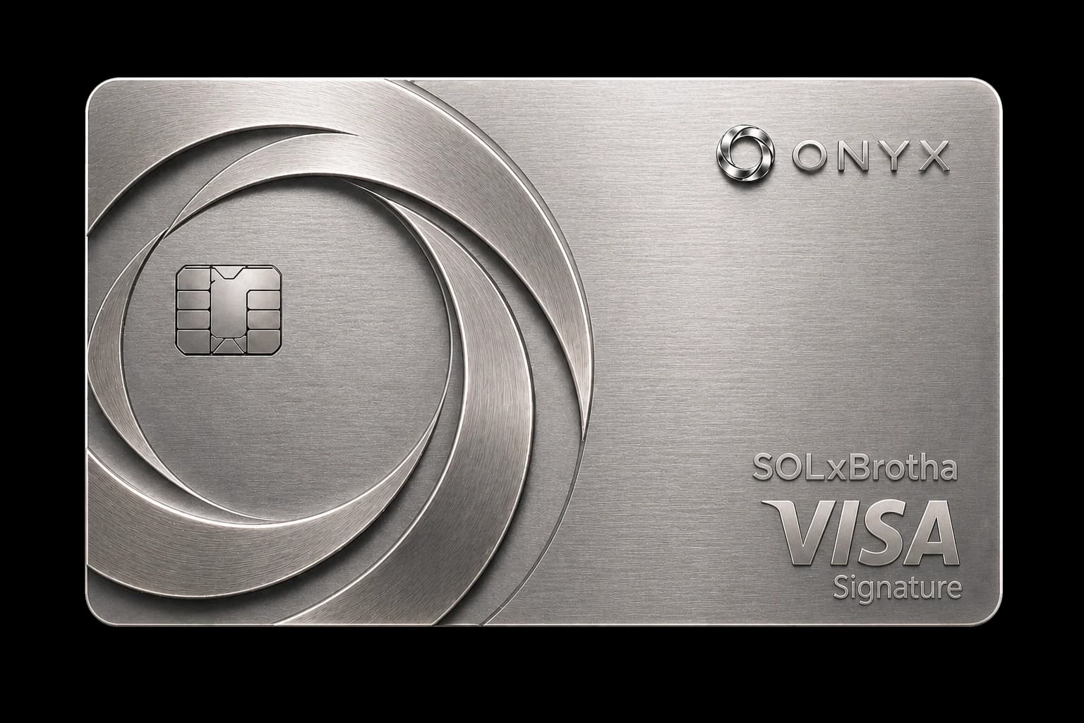 Onyx Card — platinum face, Visa-backed (concept render)